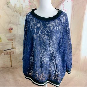 NEW Eloquii Blue Lace Eyelet Sweatshirt